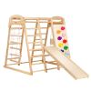 VEVOR Indoor Jungle Gym, 7-in-1 Toddler Indoor Playground, 43 x 47.2 x 47 inch, with Wood and Rope Ladder, Net Ladder, Swing, Monkey Bar, Slide