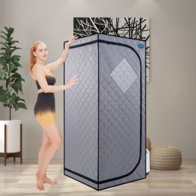 Full Size Portable Grey Steam Sauna tent–Personal Home Spa, with Steam Generator, Remote Control, Foldable Chair