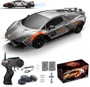 Remote Control Car RC Drift Car 1:16 Scale 4WD 18KM/H High Speed Model Vehicle 2.4GHz with LED Lights Spray Rubber Tire Racing Sport Toy for Adults Bo