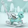 Rocking Horse for Toddlers, Balance Bike Ride On Toys with Push Handle, Backrest and Balance Board for Baby Girl and Boy, Unicorn Kids Blue color