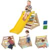 Qaba 5 in 1 Pikler Triangle Set, Indoor Toddler Climbing Toys with Slide & Sandbags, Montessori Climber, Baby Gym Play Set