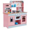 VEVOR Play Kitchen for Kids, Wooden Toy Kitchen Set with Lights and Sounds, Toddler Kitchen with Ice Maker, Oven, Sink, Microwaves