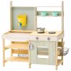 VEVOR Mud Kitchen for Kids, Wooden Toy Play Kitchen Set, Outdoor Toddler Grocery Store Playset, Pretend Play Kitchen with Stoves, Tank, Faucet