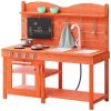 VEVOR Mud Kitchen for Kids, Wooden Toy Play Kitchen Set, Outdoor Toddler Grocery Store Playset for Boys & Girls, Pretend Play Kitchen with Stoves