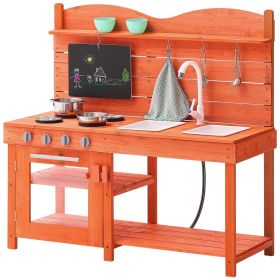VEVOR Mud Kitchen for Kids, Wooden Toy Play Kitchen Set, Outdoor Toddler Grocery Store Playset for Boys & Girls, Pretend Play Kitchen with Stoves