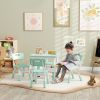 Height Adjustable 5pc Toddler Table and Chair Set with Storage Box, Green, Easy to Wipe, for 18 Months - 5 Years