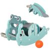 3-in-1 Kids Slide And Rocking Horse Dual-Use Children Activity Equipment Portable Slide Indoor Outdoor Playground Toy W/ Basketball Hoop Toddler Birth