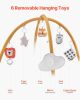 VEVOR Baby Play Gym Mat, Baby Activity Mat with 6 Sensory Toys, Oversize Leaf-Shaped Tummy Time Mat for 0-18 Months Newborn Infant