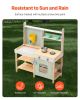 VEVOR Mud Kitchen for Kids, Wooden Toy Play Kitchen Set, Outdoor Toddler Grocery Store Playset, Pretend Play Kitchen with Stoves, Tank, Faucet