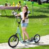 Teens Scooter Kick Scooter, Adjustable Handlebar, Dual Brakes, Inflatable Wheels, Blue, for 5+