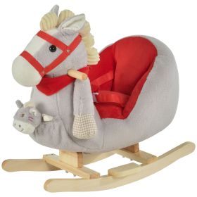 Interactive Kids Rocking Horse Toy, Gray with Cradlesong & Hand Puppet, Ideal for 18-36 Months, Traditional Gift