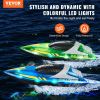 VEVOR RC Boat, 2 Pack 2.4GHz 12 km/h, Remote Control Boat for Pools & Lakes, Racing Boat with LED Light, 4 Rechargeable Batteries