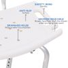 Bath Chair with Back, Adjustable Height Non-slip Shower Stool Bench Tool-Free Assembly Bathroom Aids, White