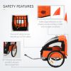 2-Seat Kids Child Bicycle Trailer | Strong Steel Frame | 5-Point Safety Harnesses & Comfortable Seating, Orange