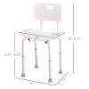 Bath Chair with Back, Adjustable Height Non-slip Shower Stool Bench Tool-Free Assembly Bathroom Aids, White