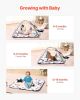 VEVOR Baby Play Gym Mat, Tummy Time Mat with 6 Sensory Toys, Baby Activity Mat with 2 Touch Balls & Soft Fabric for Sensory & Motor Skill Development