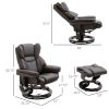 Massage Recliner Chair Brown with Ottoman 10-Point Vibrating Swivel for Bedroom & Living Room