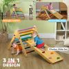 Pikler Triangle Set, 3 in 1 Climbing Toys with Ramp for Toddlers, Nature Wood