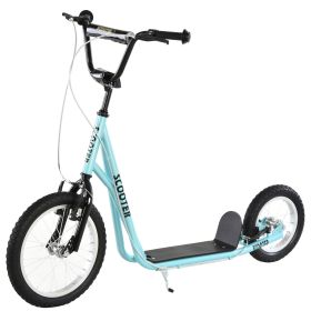 Teens Scooter Kick Scooter, Adjustable Handlebar, Dual Brakes, Inflatable Wheels, Blue, for 5+