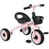 Pink Kids Tricycle for Toddlers Age 2-5 with Adjustable Seat Basket Bell Handlebar Grips Toddler Bike