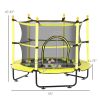 Kids 4.6 Ft Trampoline with Safety Enclosure & Ball Pit, Yellow, Indoor Play Equipment