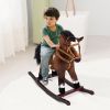 Rocking Horse Kids Plush Ride-On Toy Nursery Rhyme Music 18-36 Months Light Brown White Perfect Gift for Toddlers