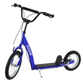 Kids Ride On Kick Scooter, Blue, Adjustable Handlebar, Dual Brakes, Inflatable Wheels, for Ages 5+