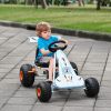 Cute Pedal Go Kart for Kids Ride On Car with Adjustable Seat Plastic Wheels Handbrake Shift Lever in White