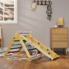 Pikler Triangle Set, 3 in 1 Climbing Toys with Ramp for Toddlers, Nature Wood