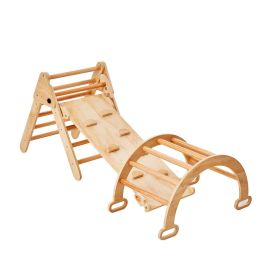 VEVOR Pikler Triangle Set, 5 in 1 Toddler Climbing Toys Indoor Playground, Ramp, and Arch, Montessori Climbing Set with Triangle