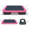 Adjustable Workout Aerobic Stepper in Fitness & Exercise Step Platform Trainer Pink Black with 4 Risers