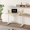 Electric Standing Desk Whole Piece Adjustable Height Desk Home Office Computer Workstation Sit Stand up Desk (White Frame + Maple Top)