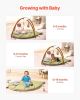 VEVOR Baby Play Gym Mat, Baby Activity Mat with 6 Sensory Toys, Oversize Leaf-Shaped Tummy Time Mat for 0-18 Months Newborn Infant