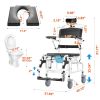 VEVOR Shower Wheelchair, 17.5in Width Aluminum Alloy Bathroom Wheelchair for Inside Shower