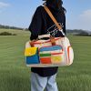 Contrasting Crossbody Sports Fitness Bag - Large Capacity, Fashion Travel Bag for Men and Women, Ideal for Short Trips