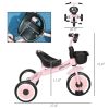 Pink Kids Tricycle for Toddlers Age 2-5 with Adjustable Seat Basket Bell Handlebar Grips Toddler Bike