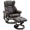 Massage Recliner Chair Brown with Ottoman 10-Point Vibrating Swivel for Bedroom & Living Room