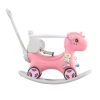 Rocking Horse for Toddlers , Balance Bike Ride On Toys with Push Handle, Backrest and Balance Board for Baby Girl and Boy