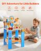 VEVOR Kids Workbench, 62 pcs, Wooden Tool Bench for Kids 3 Years and Up, Toddler Toy Workbench with Realistic Tools