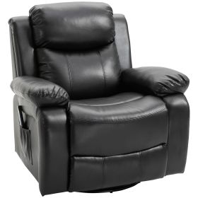 PU Leather Massage Recliner Chair, Swivel Massage Recliner with Remote Control, Footrest, Padded Seat for Living Room, Bedroom, Black