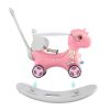 Rocking Horse for Toddlers , Balance Bike Ride On Toys with Push Handle, Backrest and Balance Board for Baby Girl and Boy