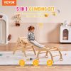 VEVOR Pikler Triangle Set, 5 in 1 Toddler Climbing Toys Indoor Playground, Ramp, and Arch, Montessori Climbing Set with Triangle