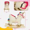 Kids Rocking Horse, Unicorn with Realistic Sound, Safety Belt & Wooden Base for 18-36 Months