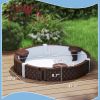 47" Round Kids Sandbox with Cover, 3 Seats, Waterproof Bottom Liner, for Backyard, Lawn, Garden, Beach, Patio, Brown