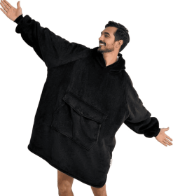 Krifey Wearable Blanket Hoodie, Oversized Sherpa Hooded as Birthday Gifts Christmas Gifts for Mom Women Girlfriend Men (Color: Black, size: Adult)