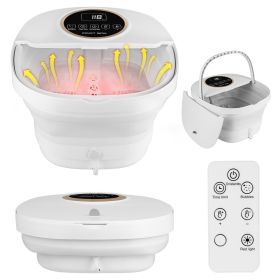 Collapsible Foot Spa Massager Electric Foldable Foot Soaker Tub with Remote Control Handle Surfing Bubbles 24 Heating Levels 6 Timer 6 Massage Rollers (Type: Upgraded Type)
