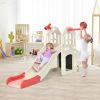 6-in-1 Toddler Climber Slide Playset with Basketball Hoop