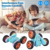Kid Driving RC Stunt Car 7 Color Strip Light Dynamic Music Swing Arm Double-sided Rolling Remote Control Car Off Road 2.4GHz 4WD Rechargeable Racing T
