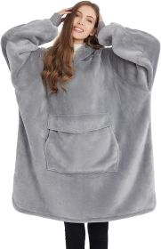 Krifey Wearable Blanket Hoodie, Oversized Sherpa Hooded as Birthday Gifts Christmas Gifts for Mom Women Girlfriend Men (Color: Light Gray, size: Adult)