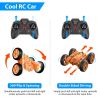 Kid Driving RC Stunt Car 7 Color Strip Light Dynamic Music Swing Arm Double-sided Rolling Remote Control Car Off Road 2.4GHz 4WD Rechargeable Racing T